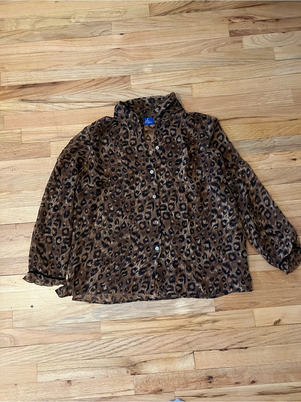 Women's Brown Leopard Print Button-Up Blouse